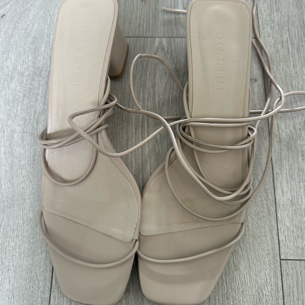 Billini Taupe Lace-Up Heels